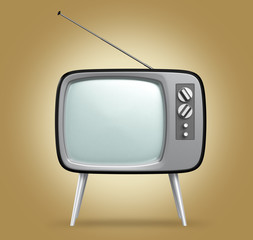 retro TV on light brown background