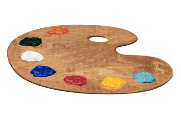 palette of color paints isolated on white background