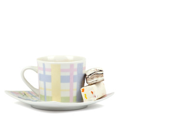 Coffee cup with sweets