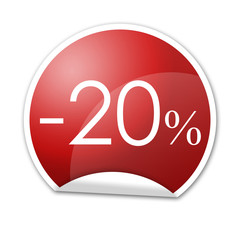 Pegatina roja con -20% con reborde