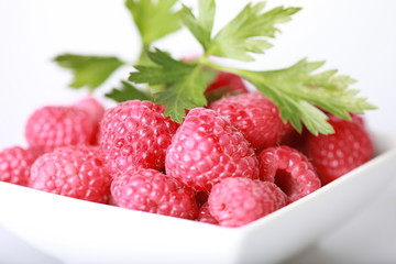 Bowl of fresh raspberries