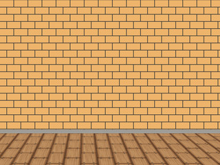 Abstract interior with brick wall