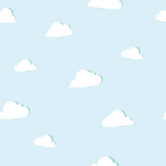 Abstract paper clouds seamless pattern. Vector illustration.