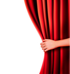Background with red velvet curtain  Vector