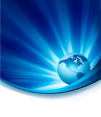 Blue elegant abstract background with globe