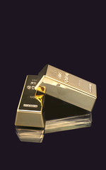 Gold bars, ingots  on black