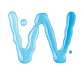 Water drops font on white background