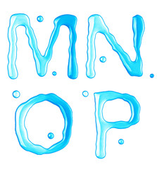 Water drops font on white background