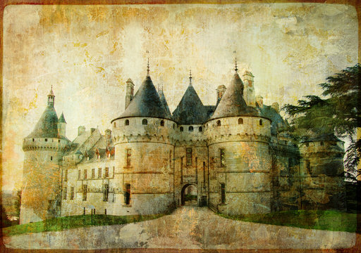 old castles of France - retro picture