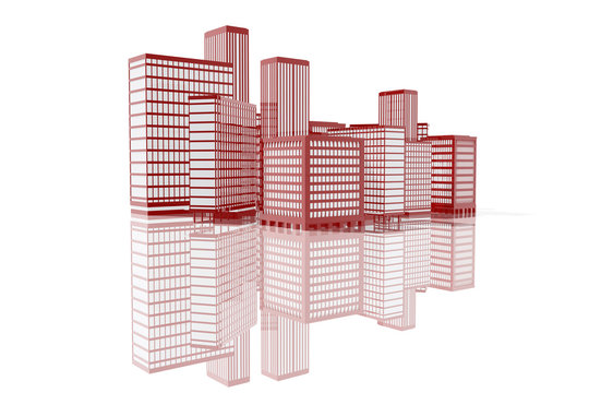 Edificios rojos en la ciudad