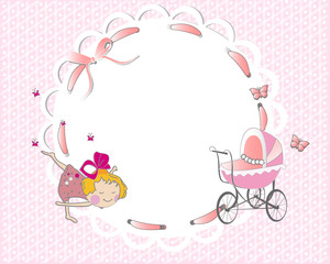 Children frame with a cute baby girl