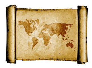 World map on vintage pattern