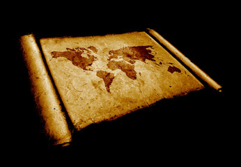 World map on vintage pattern