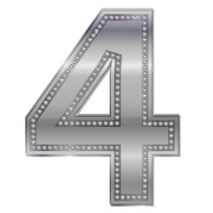 4　数字　銀　ダイヤモンド