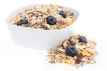 Mixed Muesli in a bowl isolated on white