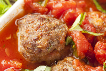 Homemade Meatballs in Red Tomato Sauce
