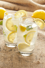 Fresh Organic Lemonade with mint leaves