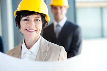 middle aged construction businesswoman closeup portrait