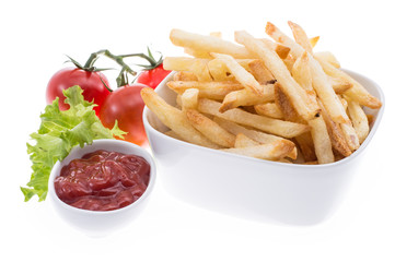 Portion of Chips with Ketchup