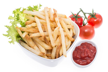Bowl with Chips and Ketchup