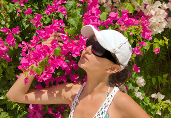 Young woman with flowers