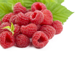 raspberries isolated on white background