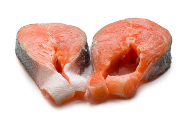 Salmon steak isolated on white background