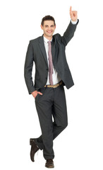 junger mann hand hoch