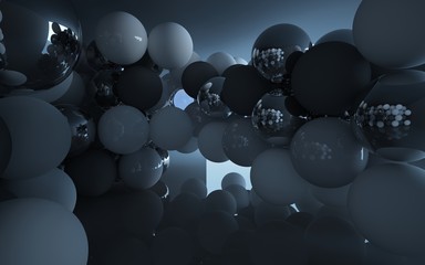 An abstract interior (spheres of different materials)