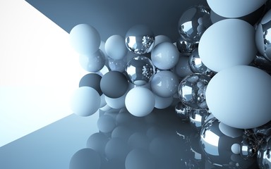 An abstract interior (spheres of different materials)