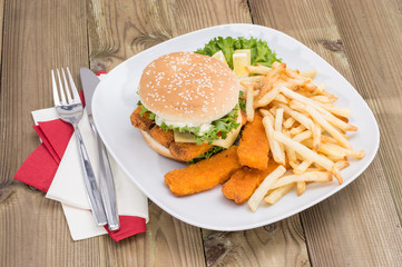 Fish Burger with Chips