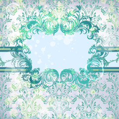 Fototapeta na wymiar Vector damask background with floral calligraphic frame
