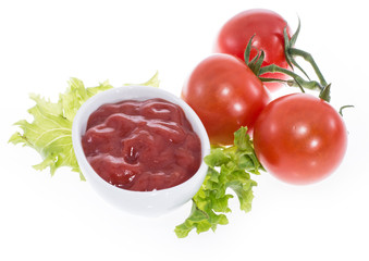 Bowl with Ketchup isolated on white