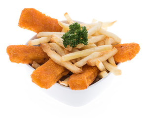 Fish and Chips on white