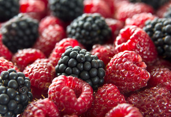 Raspberry and blackberry background