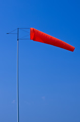 Windsock showing direction of wind on runway