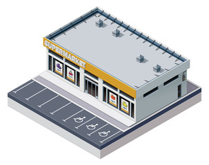 Vector isometric supermarket building