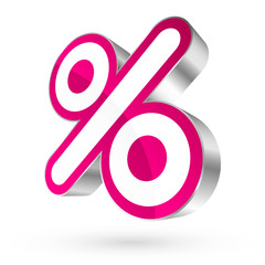 Pink/White/Silver Percent Sign 3D Sale