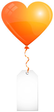 Orange Heart Balloon & Label