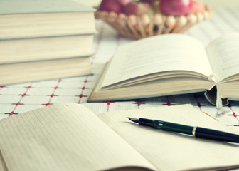 books and volumes on the table