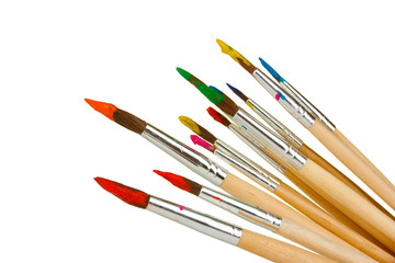 Paint brushes with gouache isolated on white - Powered by Adobe