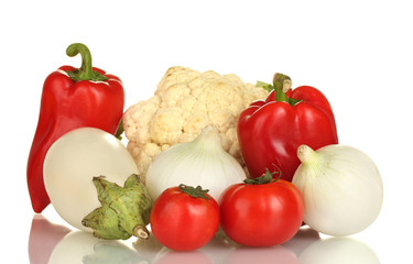 Colorful fresh vegetables isolated on white