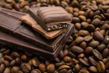 Chocolate and coffee beans