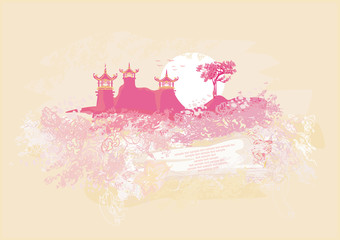 old paper with Asian Landscape