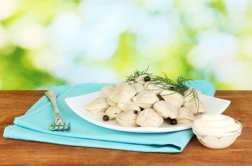 Delicious cooked dumplings in the dish