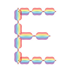 Letter E made in rainbow colors