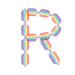 Letter R made in rainbow colors