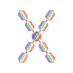 Letter X made in rainbow colors