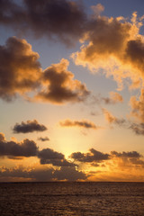 Cloud-filled Sky at Twilight over South Pacific Ocean