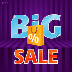 vector illustration of big sale poster with paper bag